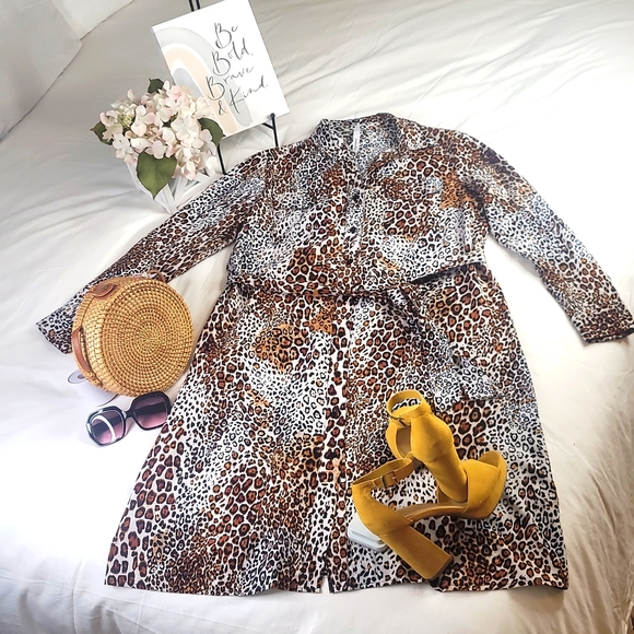 NY Collection Dresses & Skirts - Leopard Print Shirtdress Business Casual Office Wear Resort wear elegant wear